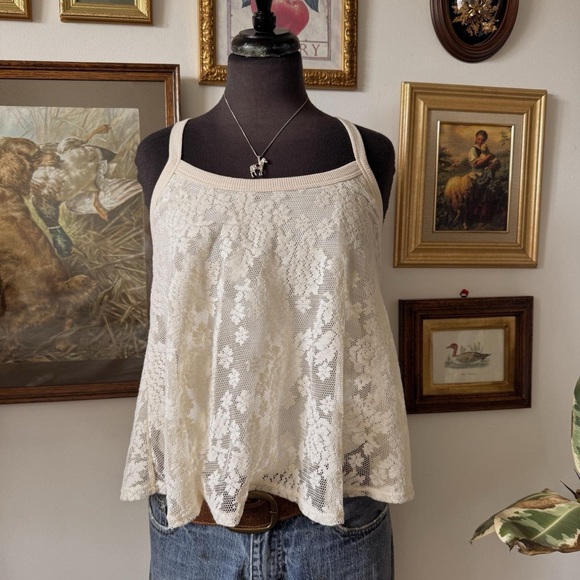 Cream Lace Floral Babydoll Camisole - Picture 5 of 8